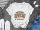 Expensive Difficult Talks Back PNG, Leopard Print Funny Quote Design, Distressed Varsity Digital Download thumbnail 8