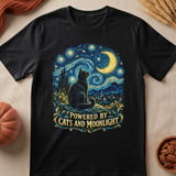 Powered By Cats And Moonlight Tee thumbnail 6