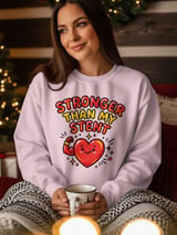 Stronger Than My Stent T-Shirt: Heart Attack Recovery Cardiac Health Awareness Graphic Tee thumbnail 6