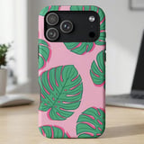 Pink Monstera Leaves MagSafe® Phone Case thumbnail 3
