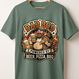 Dad Bod Powered by Beer Pizza BBQ T-Shirt, Funny Father's Day Gift, Husband Birthday Tee, Men's Grilling Apparel thumbnail 4