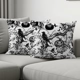 Vintage Halloween Woven Blanket, Dark Gothic Throw Pillow, Spooky Raven Jack O Lantern Toile Blanket, Victorian Dark Academia Home Decor thumbnail 16