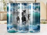 Horses and Waves 20oz Tumbler Wrap, Beach Tumbler Design, Ocean Horse Wrap, Coastal Tumbler, Horse Lover Gift, Tropical Tumbler thumbnail 1