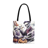 Halloween Tote Bag, Skeleton Artist, Painting Canvas, Pumpkin Palette, Unique Spooky Design, Halloween Art, Trick or Treat Bag, Fall Season thumbnail 5