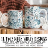 Watercolor Floral Tumbler Digital Paper, Flowers Backgrounds, Junk Journal Pages, Printable PNG, Scrapbooking Paper thumbnail 4