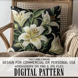 White Lily Floral Tumbler Design, Digital Paper, Flower Background, Printable Tumbler PNG, Junk Journal Pages, Digital Scrapbooking Paper thumbnail 5