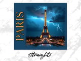Paris Eiffel Tower 20oz Tumbler Wrap, City of Lights, Lightning Storm Design, Full Wrap Seamless Tumbler Wrap Design, Tumbler Sublimation thumbnail 5