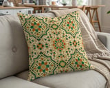 Moroccan Geometric Pillow Cover | Boho Accent Cushion | Ethnic Pattern Pillow Case with Faux Gold Print | Global Home Decor thumbnail 5