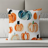 Watercolor Pumpkin Pattern Blanket, Autumn Decor Pillow, Fall Harvest Thanksgiving Throw, Decorative Home Accent, Farmhouse Cushion thumbnail 8