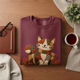 Fall Is Purrfect Sweatshirt, Quilted Cat Hoodie, Cute Autumn Cat Tote Bag, Cozy Fall Season Crewneck, Thanksgiving Cat Mom Gift thumbnail 11