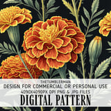 Marigold Tumbler Design, Digital Paper, Floral Background, Junk Journal Pages, Scrapbooking Paper, Printable Tumbler Png, Orange Flowers thumbnail 13
