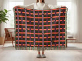 Spooky Bat Plaid Halloween Velveteen Blanket, Purple Orange Grunge Goth Cozy Woven Blanket & Throw Pillows, Fall Decor Gift thumbnail 2