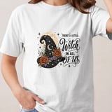 There's A Little Witch In All of Us Shirt, Celestial Witch Hat Floral Graphic Tee, Moon & Stars Halloween Sweatshirt Gift thumbnail 7