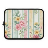 Watercolor Floral Laptop Sleeve, Romantic Peony Accessory Pouch, Shabby Chic Pastel Flower Tablet Case Gift for Her thumbnail 4