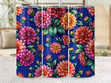 Dahlia Tumbler Sublimation PNG 20oz Skinny Tumbler Design Digital Download, Seamless Floral Wrap File for Crafting thumbnail 5