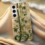 Jade Bamboo Tough Phone Case Asian Art Print Faux Gold Inlay Zen Cover Aesthetic Botanical Phone Case Gift For Her thumbnail 6