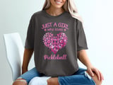 Pickleball Comfort Colors Shirt, Just A Girl Who Loves Pickleball, Cute Pink Heart Vintage Graphic Tee thumbnail 3