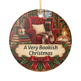 Bookish Christmas Ornament, Cozy Book Lover Holiday Decor, Reading Nook Cat Library Bookworm Tree Charm, Literary Gift for Readers thumbnail 4