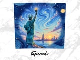 Statue of Liberty Tumbler Wrap PNG | Patriotic NYC Skyline Van Gogh Style Digital Download for 20oz Skinny Straight Sublimation thumbnail 5