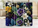 Dark Floral Tumbler Wrap Digital PNG 20oz Skinny Sublimation Design File. Seamless Botanical Elegant Flower Pattern Instant Download. thumbnail 10
