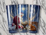 O Holy Night Tumbler Wrap, Santa Nativity Scene, Christmas 20oz Tumbler, Non Seamless Design thumbnail 2
