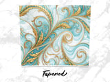 20 oz Tumbler Wrap, Gold Floral Sublimation Design, Digital Download, Straight and Tapered Wrap png, Teal Blue Swirls, Tumbler Digital thumbnail 4
