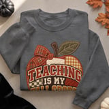 Teaching Is My Fall Sport Tee or Sweatshirt, Faux Patchwork Design thumbnail 12