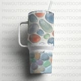 40oz Tumbler Sublimation Wrap, Seamless Pebble Digital Paper, Distressed Tapered Design, Abstract Stones Pattern, Print File thumbnail 4