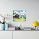 Mountain Cabin Poster, Framed Poster, Alpine Landscape, Cottagecore Decor, Mountain View Art, Cozy Home Print, Nature Artwork, Wall Decor thumbnail 8