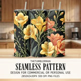 Yellow Freesia Tumbler Design, Watercolor Flowers Digital Paper, Floral Junk Journal, Printable Tumbler Png, Digital Scrapbooking thumbnail 2
