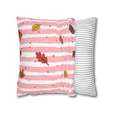 Autumn Leaves Table Runner, Fall Decor Pillow Cases, Pink Distressed Stripe & Pinecone Acorn Whimsical Cozy Home Decor Gift thumbnail 10