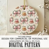 Digital Macaron Pattern, Pink Bows Clipart, Watercolor Food Digital, Seamless Pattern, Planner Clipart, Digital Bundle Pattern, Commercial thumbnail 3
