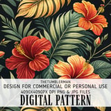 Tropical Floral Tumbler Design, Digital Paper Pack, Hibiscus Flower Backgrounds, Colorful Flowers, Printable Png for Sublimation thumbnail 13