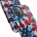 Tie Dye Tote Bag, Phone Case: Patriotic Stars, Red White Blue thumbnail 8