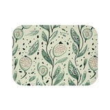 Sage Green Botanical Shower Curtain, Boho Folk Art Leaves Bath Mat, Earthy Cottagecore Bathroom Decor, Modern Nature Floral Bath Set thumbnail 15