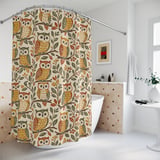 Whimsical Woodland Owl Pattern Shower Curtain thumbnail 2