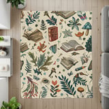 Books and Nature Blanket, Literary Blanket, Botanical Blanket, Cottagecore Throw Blanket, Reader Blanket, Gift for Bookworm, Cozy Blanket thumbnail 5