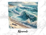 Ocean Wave Seamless Tumbler Wrap PNG, Beach Tumbler Design, Watercolor Tumbler Sublimation, 20oz Skinny Tumbler Design, Digital Download thumbnail 5