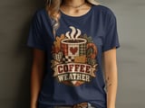 Coffee Weather Tee or Sweatshirt, Faux Patchwork Design thumbnail 2