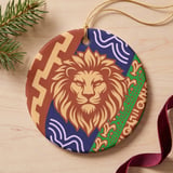 Lion Ornament, Boho Leo Zodiac Decor, African Safari Wildlife Holiday Keepsake, Tribal Lion Gift for Astrology and Big Cat Lovers thumbnail 6