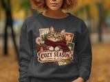 Cozy Season Cat Sweatshirt, Vintage Winter Cat Hoodie, Cute Tabby Cat Scarf Graphic, Aesthetic Autumn Cottagecore Tote Bag Gift thumbnail 19