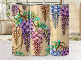 Wisteria Tumbler Wrap Sublimation Digital PNG | 20oz Seamless Tapered Design + Car Coasters | Floral Watercolor Tumbler Download thumbnail 10