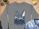 Sailboat Skeleton Deckhand Nautical Sailing Graphic Ocean Waves Crewneck Sweatshirts All Bones All Lines thumbnail 10