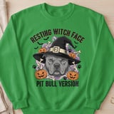 Resting Witch Face Pit Bull Sweatshirt | Halloween Pittie Shirt | Pit Bull Mom Gift | Bully Breed Apparel thumbnail 6