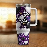 40oz Tumbler Sublimation PNG, Galaxy Hearts Cow Print Distressed Seamless Wrap, Tapered Digital Download, Free Car Coasters thumbnail 6