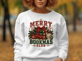 Merry Bookmas Club Christmas Graphic, Cozy Bookish Holiday Art, Book Lover Christmas Gift, Reader Winter Design, Retro Book Club Merch thumbnail 4