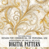 Gold Floral Tumbler Design, Digital Paper, Junk Journal Printable, Gold Flowers PNG, Watercolor Backgrounds, Scrapbook Paper thumbnail 13