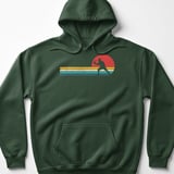 Pickleball Gildan Fleece Hoodie, Retro Vintage 70s Sunset Stripes Player Silhouette, Court Pullover thumbnail 5