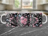 Dark Floral Butterfly Mug Wrap Sublimation, 11oz 15oz Digital Design, Pink Flower Cottagecore PNG for Her Birthday Gift thumbnail 11