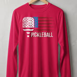 Pickleball Sport-Tek Long Sleeve Tee, PICKLEBALL Patriotic American Flag, UV Protection Sun Shield Shirt thumbnail 8